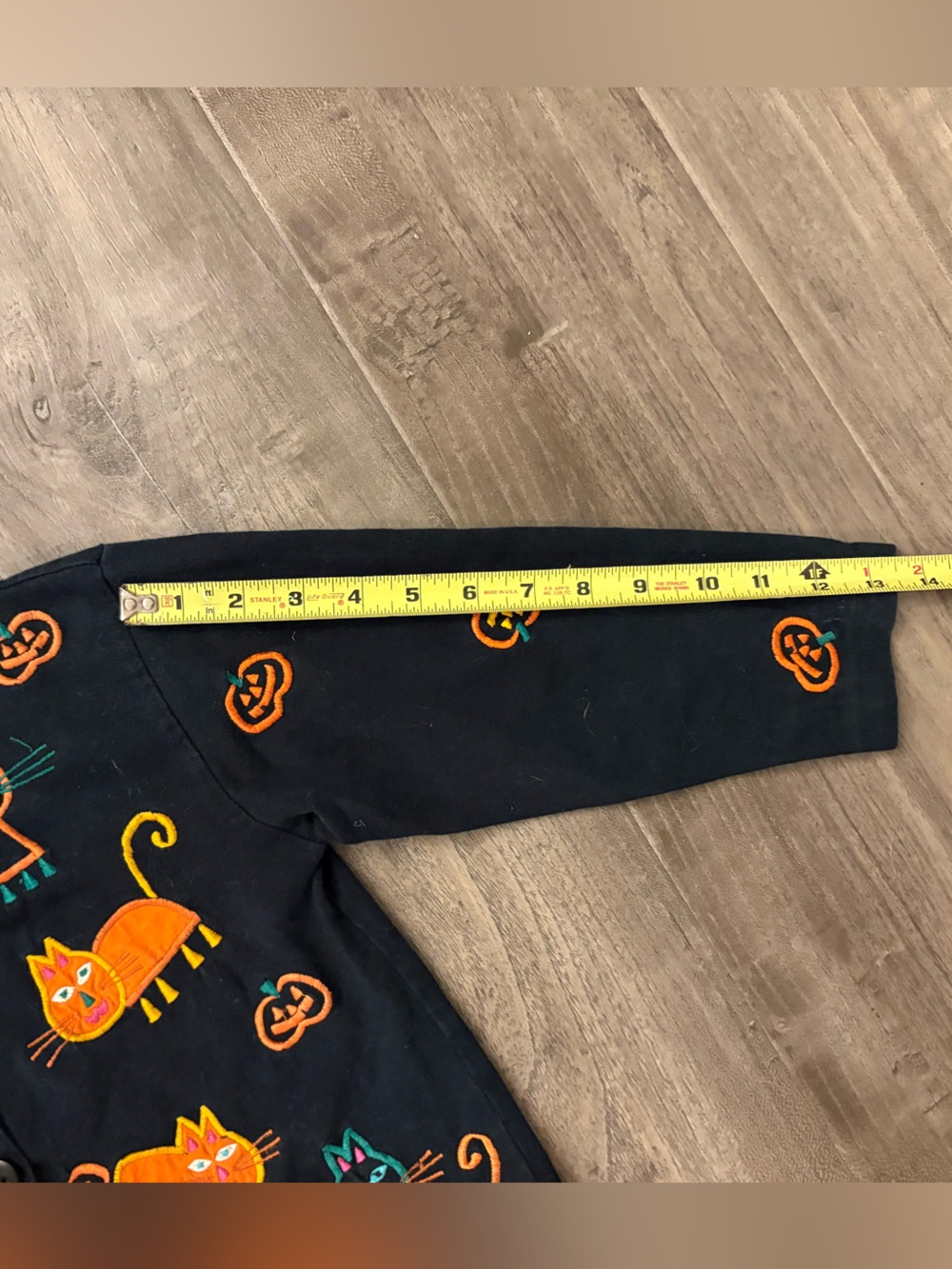 VTG Michael Simon Girls Black Cat Pumpkin Applique Cotton Halloween Cardigan 4/5 - Picture 4 of 6